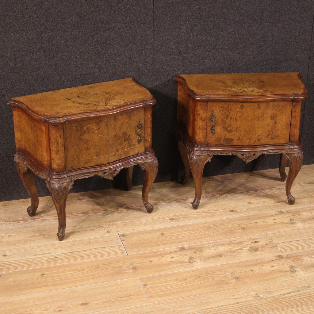 Pair Of Italian Bedside Tables In Wood From The 50s