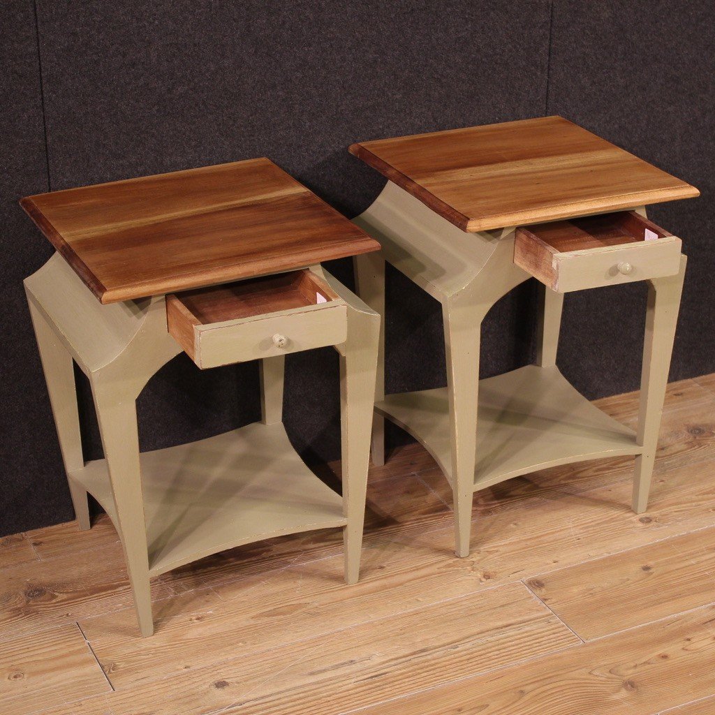 Pair Of Painted Design Bedside Tables From The 80s-photo-3