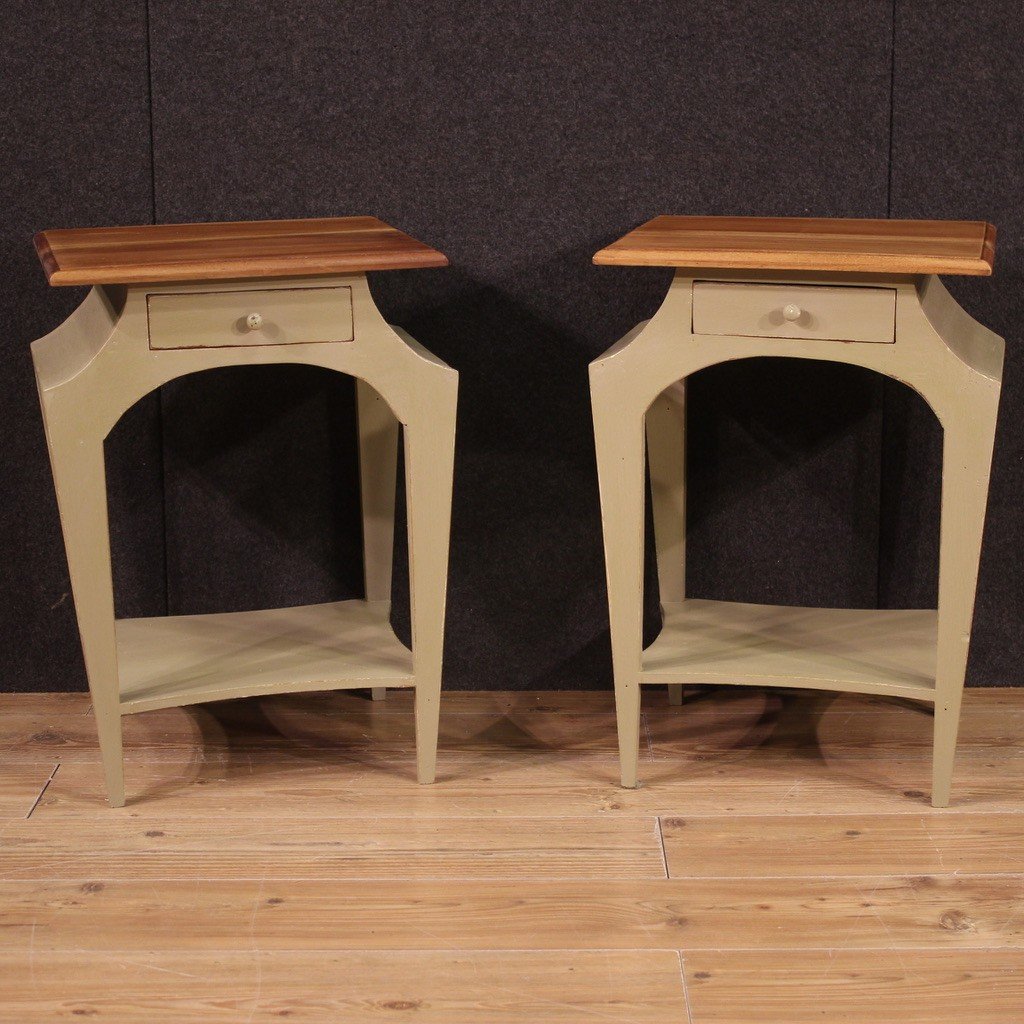 Pair Of Painted Design Bedside Tables From The 80s