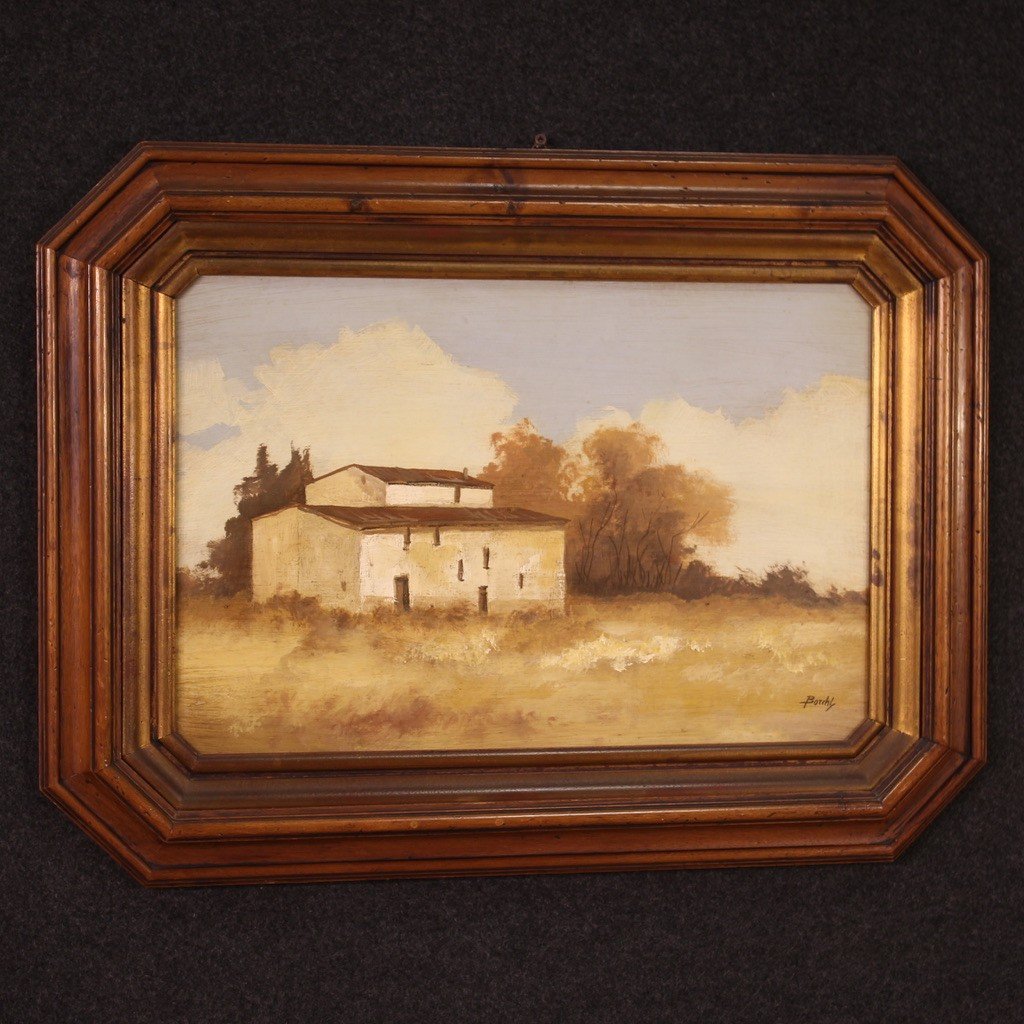 Tableau Signé Paysage Avec Une Petite Maison Du 20ème Siècle-photo-5