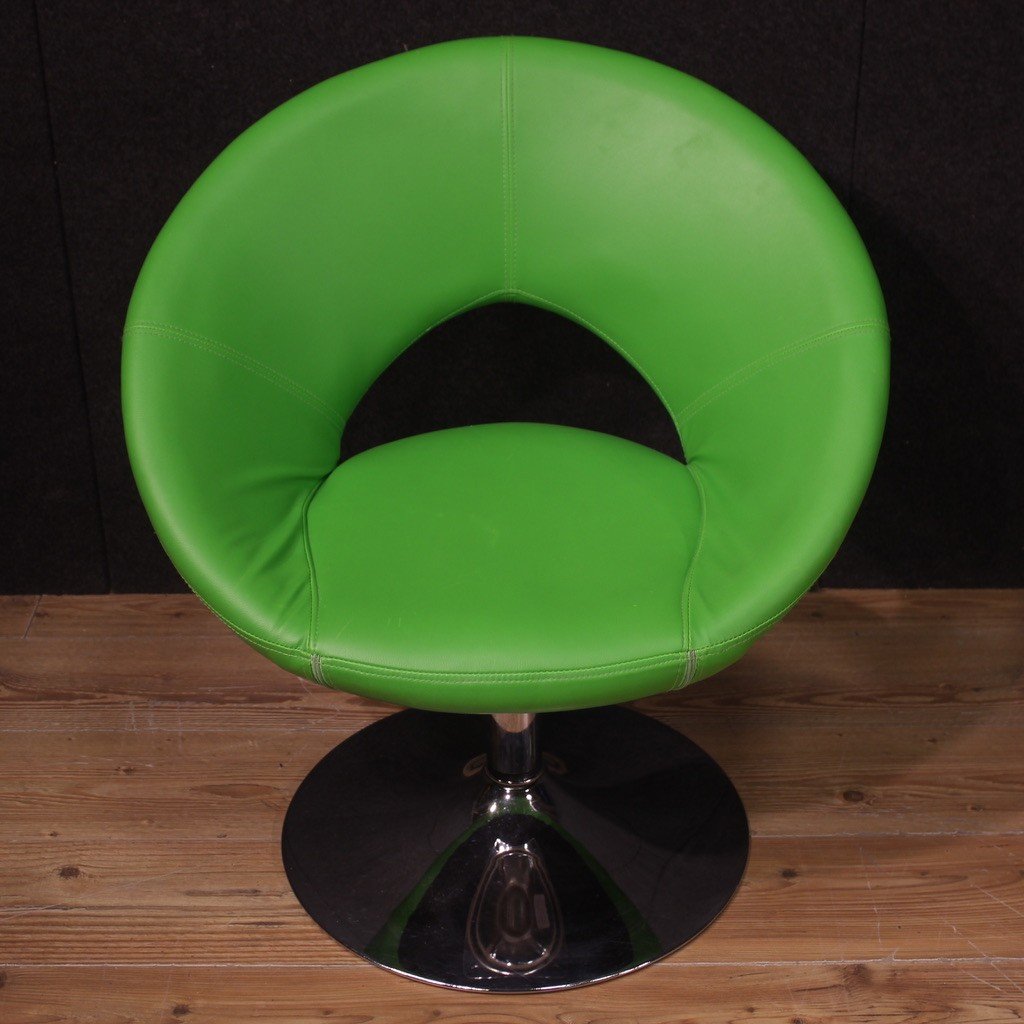 Pair Of Green Modern 80's Armchairs-photo-2