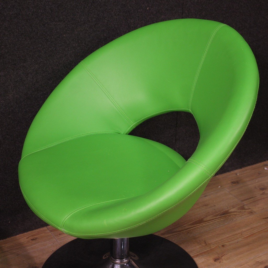 Pair Of Green Modern 80's Armchairs-photo-3