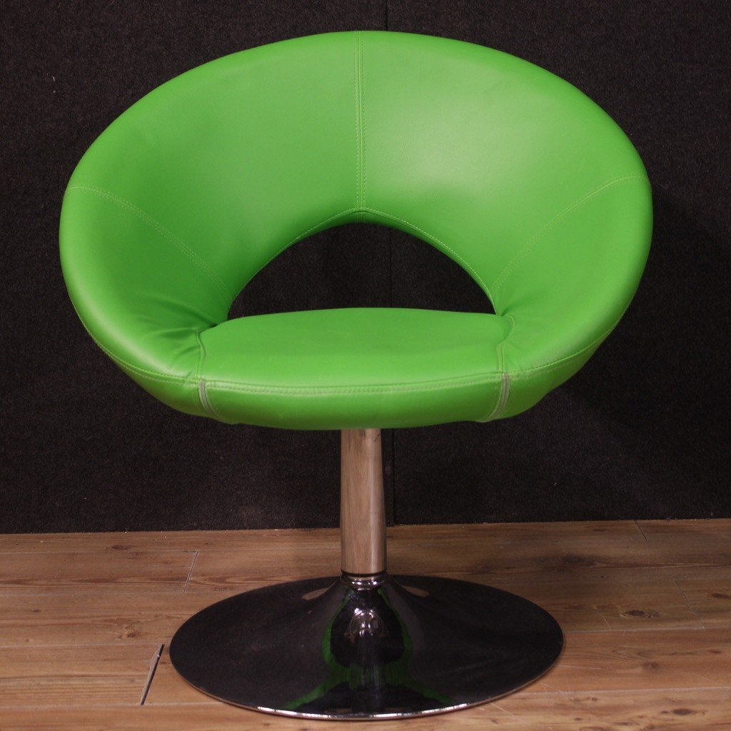 Pair Of Green Modern 80's Armchairs-photo-7