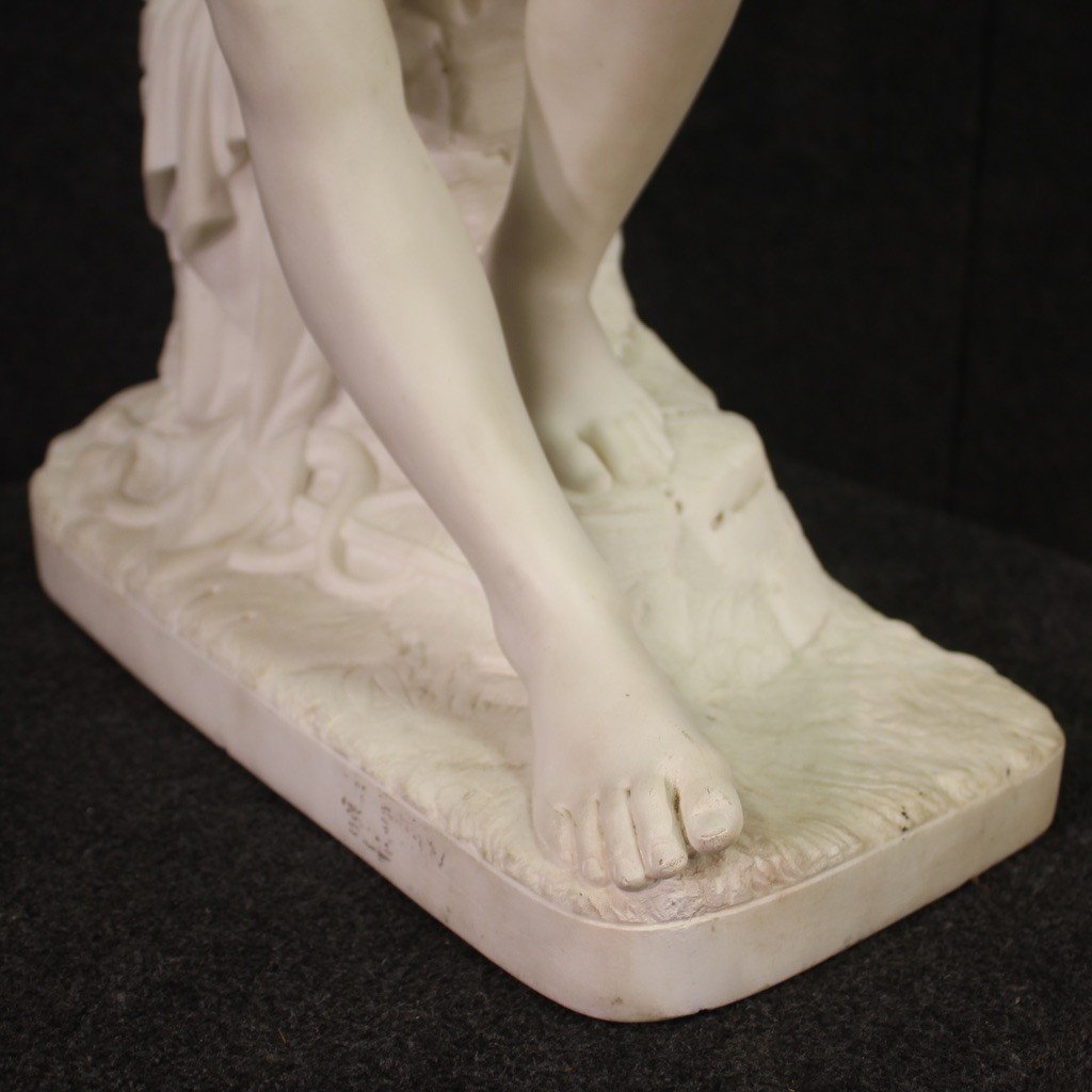 Great 19th Century Marble Sculpture Depicting Mercury-photo-4