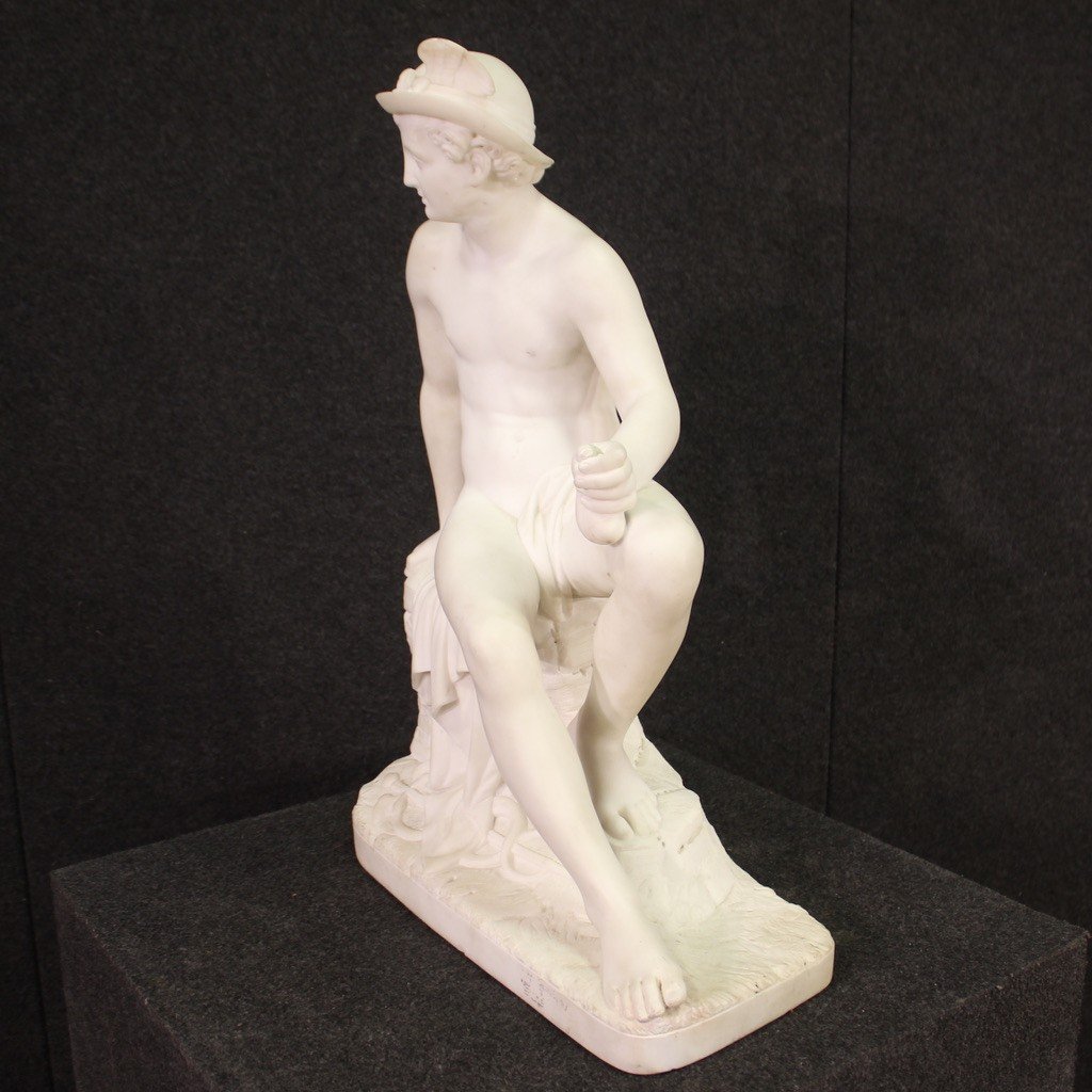 Great 19th Century Marble Sculpture Depicting Mercury-photo-4