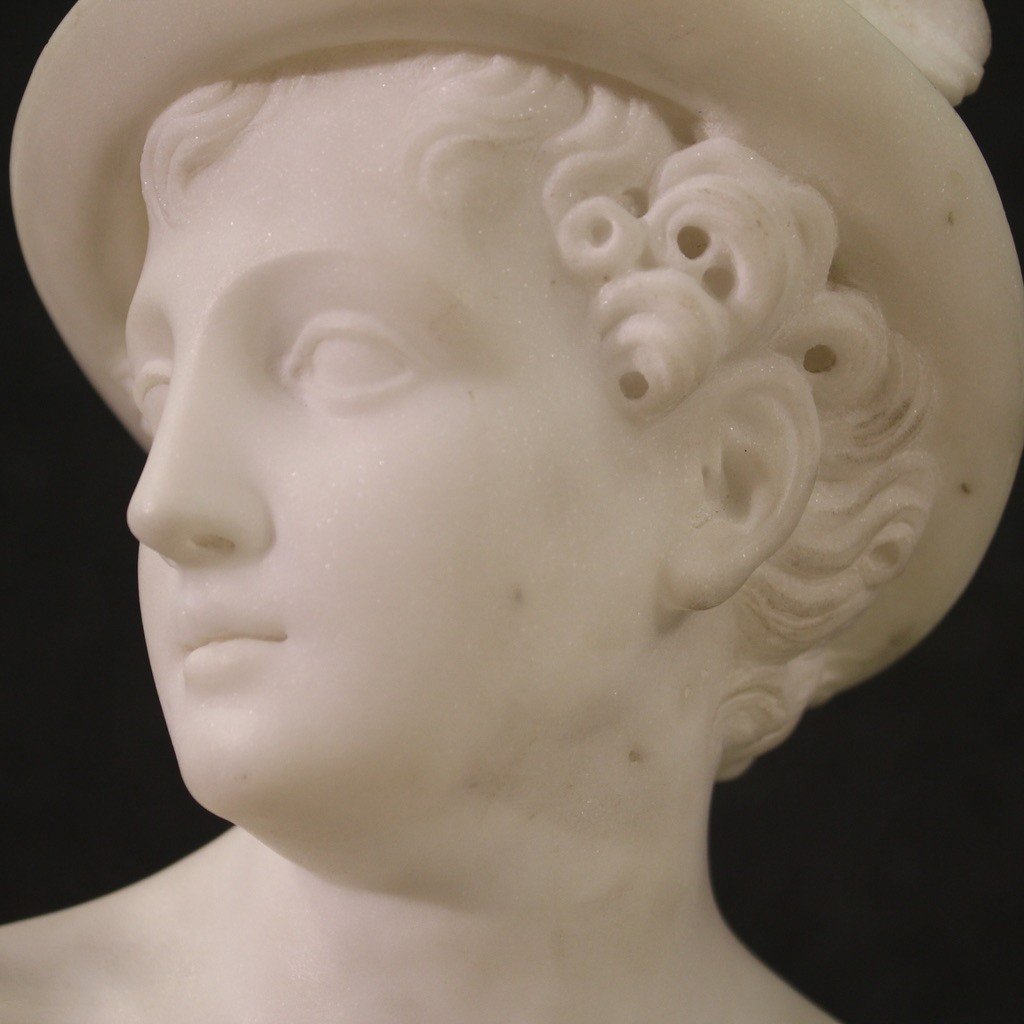 Great 19th Century Marble Sculpture Depicting Mercury-photo-6