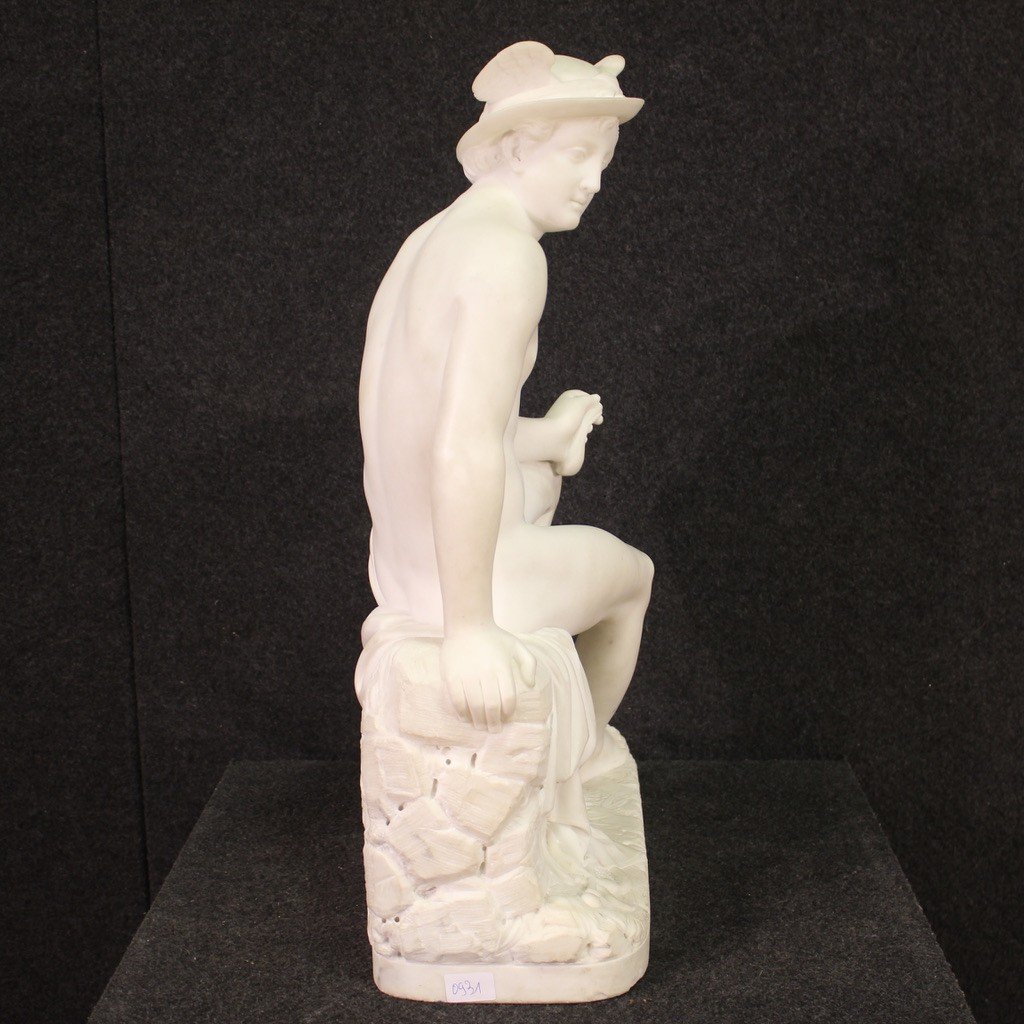 Great 19th Century Marble Sculpture Depicting Mercury-photo-7