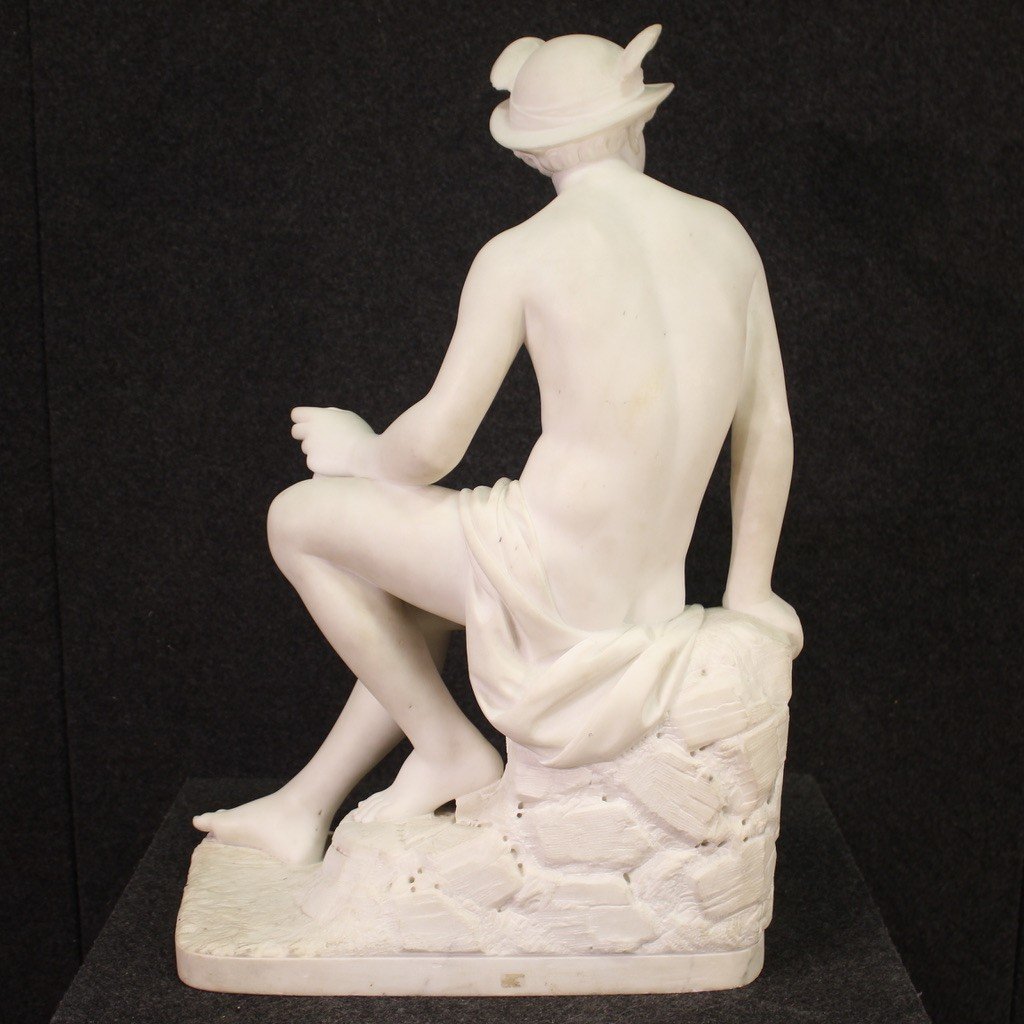 Great 19th Century Marble Sculpture Depicting Mercury-photo-8