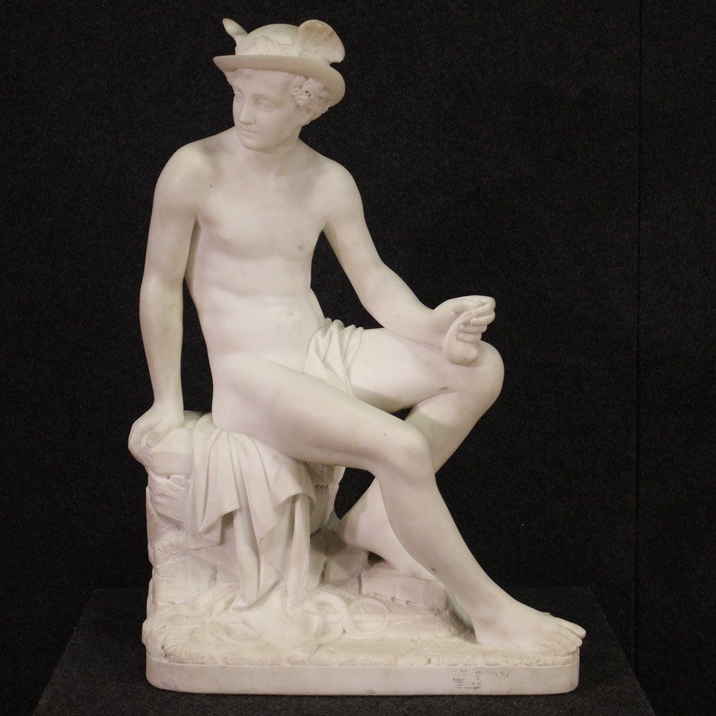 Great 19th Century Marble Sculpture Depicting Mercury