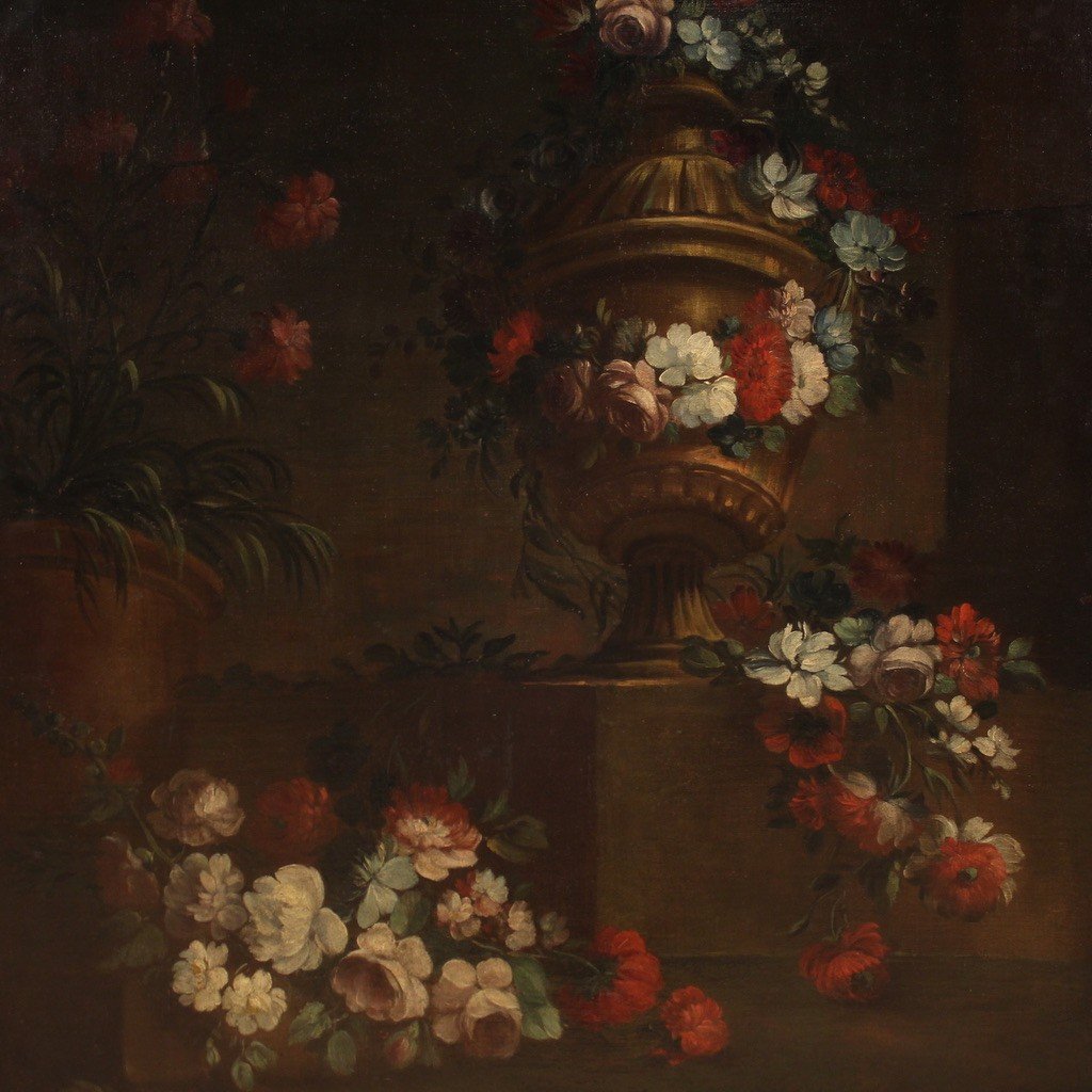 Italian Painting Still Life With Flowers From The 18th Century-photo-3