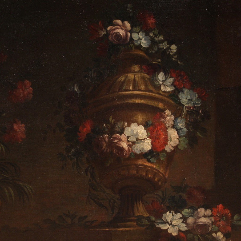 Italian Painting Still Life With Flowers From The 18th Century-photo-3