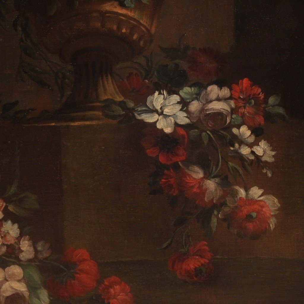 Italian Painting Still Life With Flowers From The 18th Century-photo-4