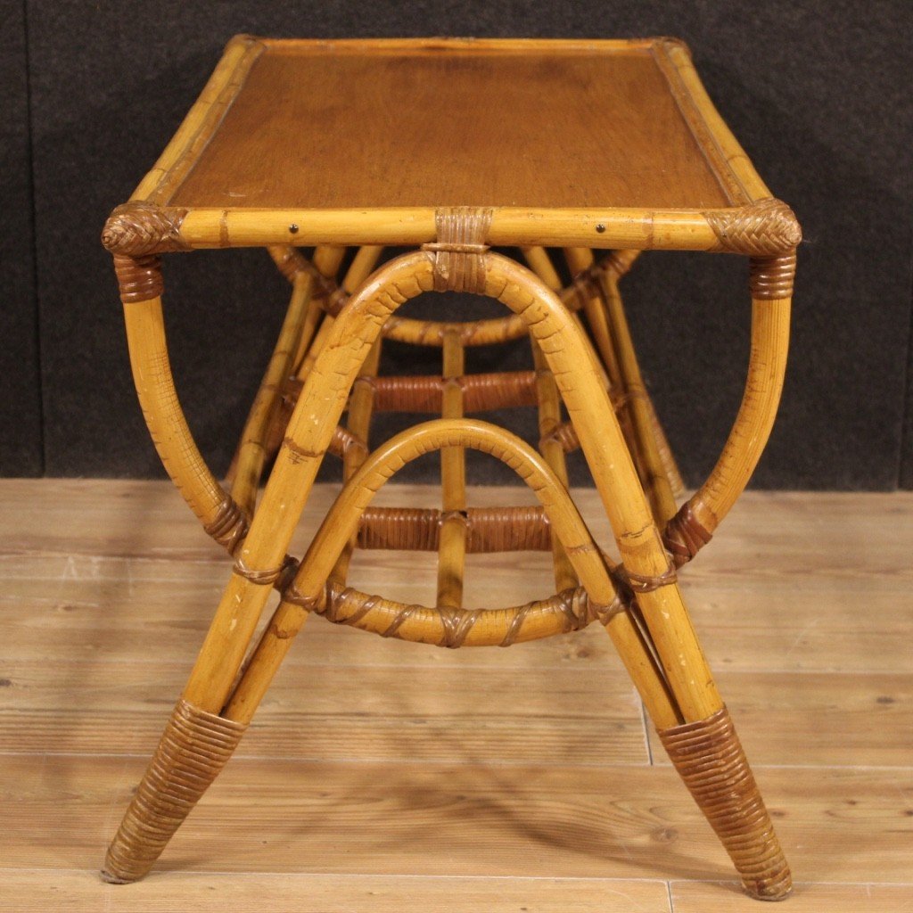 Design Coffee Table In Bamboo And Woven Wood From The 70s-photo-4