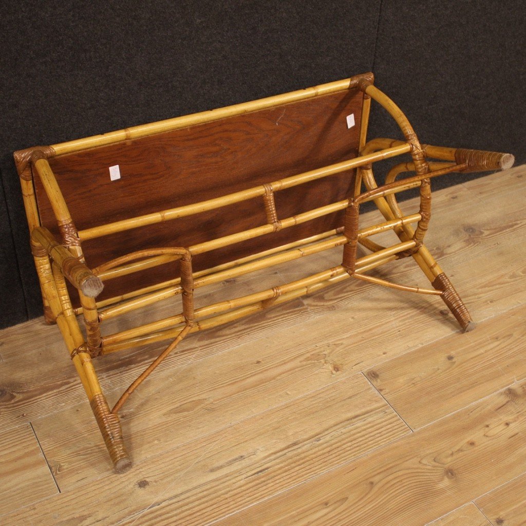 Design Coffee Table In Bamboo And Woven Wood From The 70s-photo-1