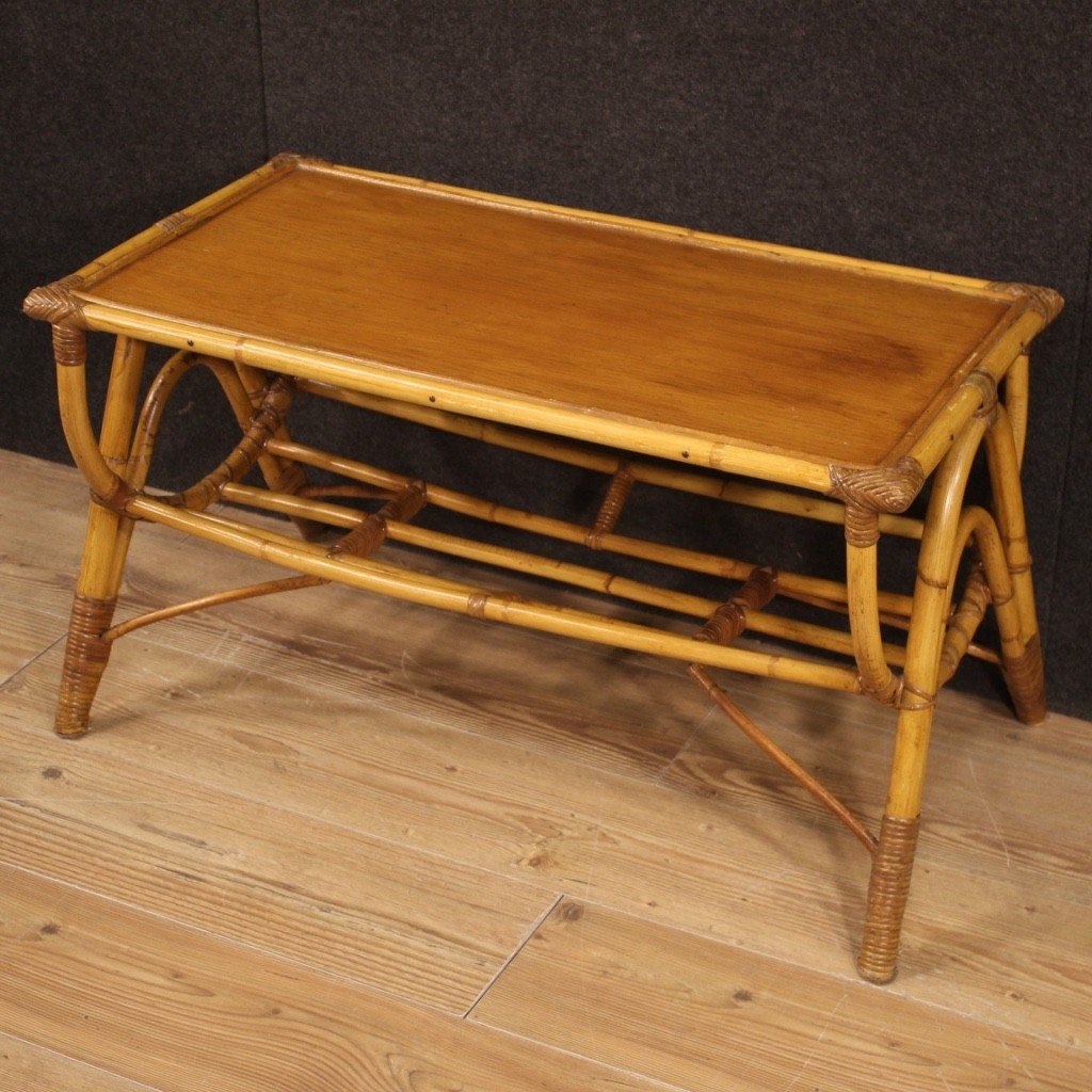 Design Coffee Table In Bamboo And Woven Wood From The 70s-photo-5