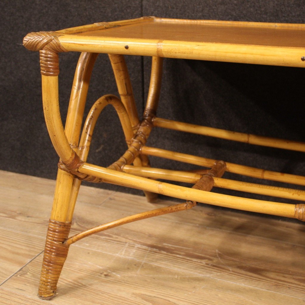 Design Coffee Table In Bamboo And Woven Wood From The 70s-photo-6