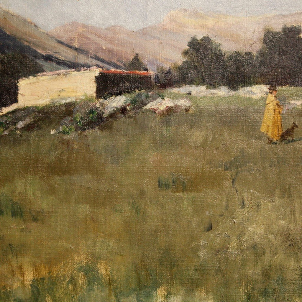 Tableau Italien Paysage Avec Chasseur Daté 1899-photo-2