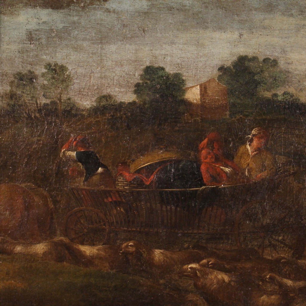 Painting Bucolic Landscape Pastoral Scene From The 18th Century-photo-3