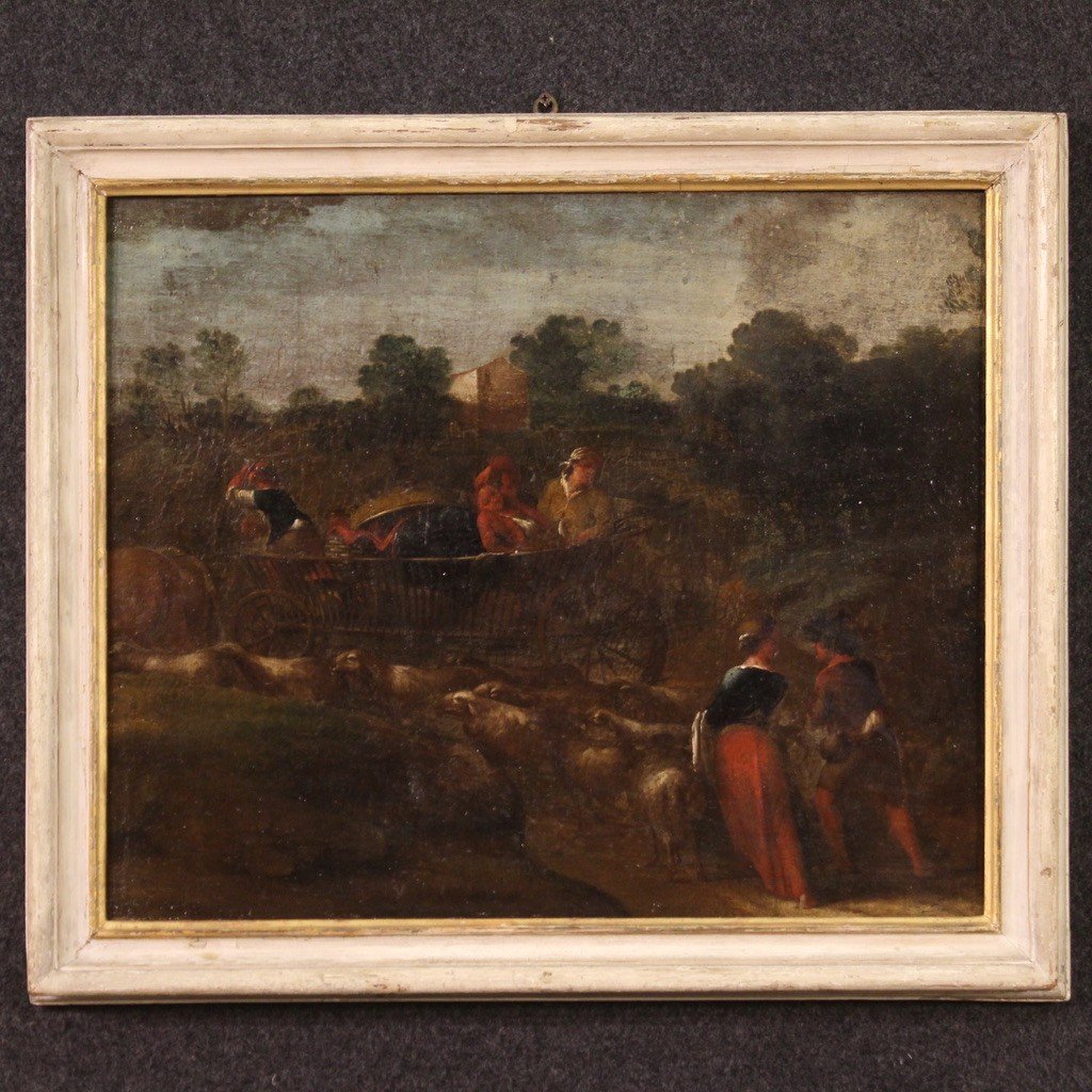 Painting Bucolic Landscape Pastoral Scene From The 18th Century