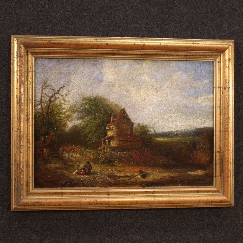 American Painting Countryside Landscape Signed And Dated 1854-photo-4