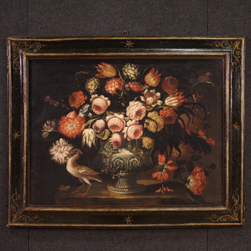 Paintings From The Lombard School Of The 17th Century, Pair Of Still Life With Vase Of Flowers-photo-2