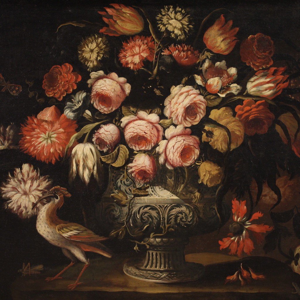 Paintings From The Lombard School Of The 17th Century, Pair Of Still Life With Vase Of Flowers-photo-4