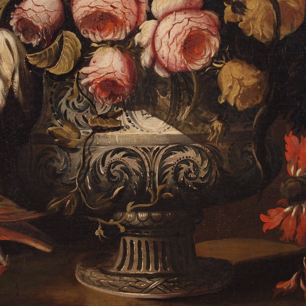 Paintings From The Lombard School Of The 17th Century, Pair Of Still Life With Vase Of Flowers-photo-8