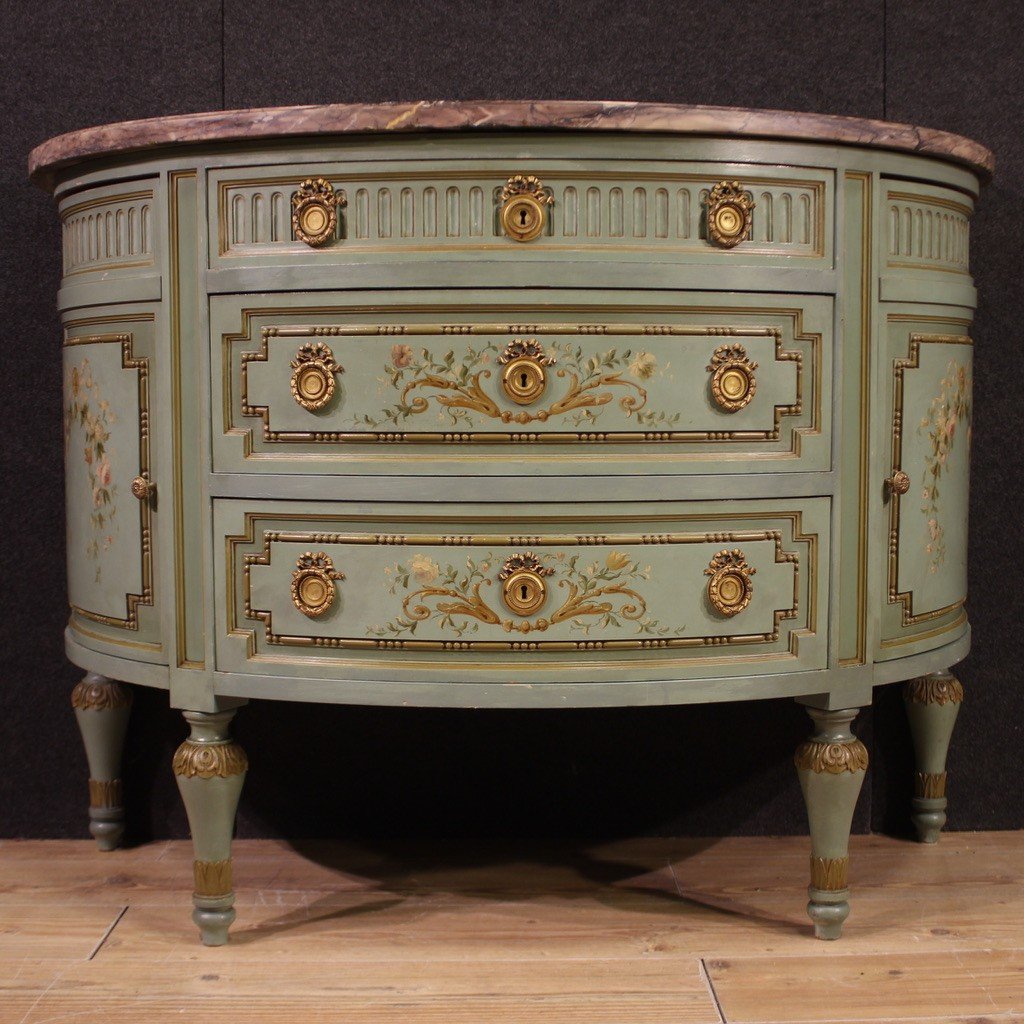 20th Century Italian Louis XVI Style Half Moon Commode-photo-2