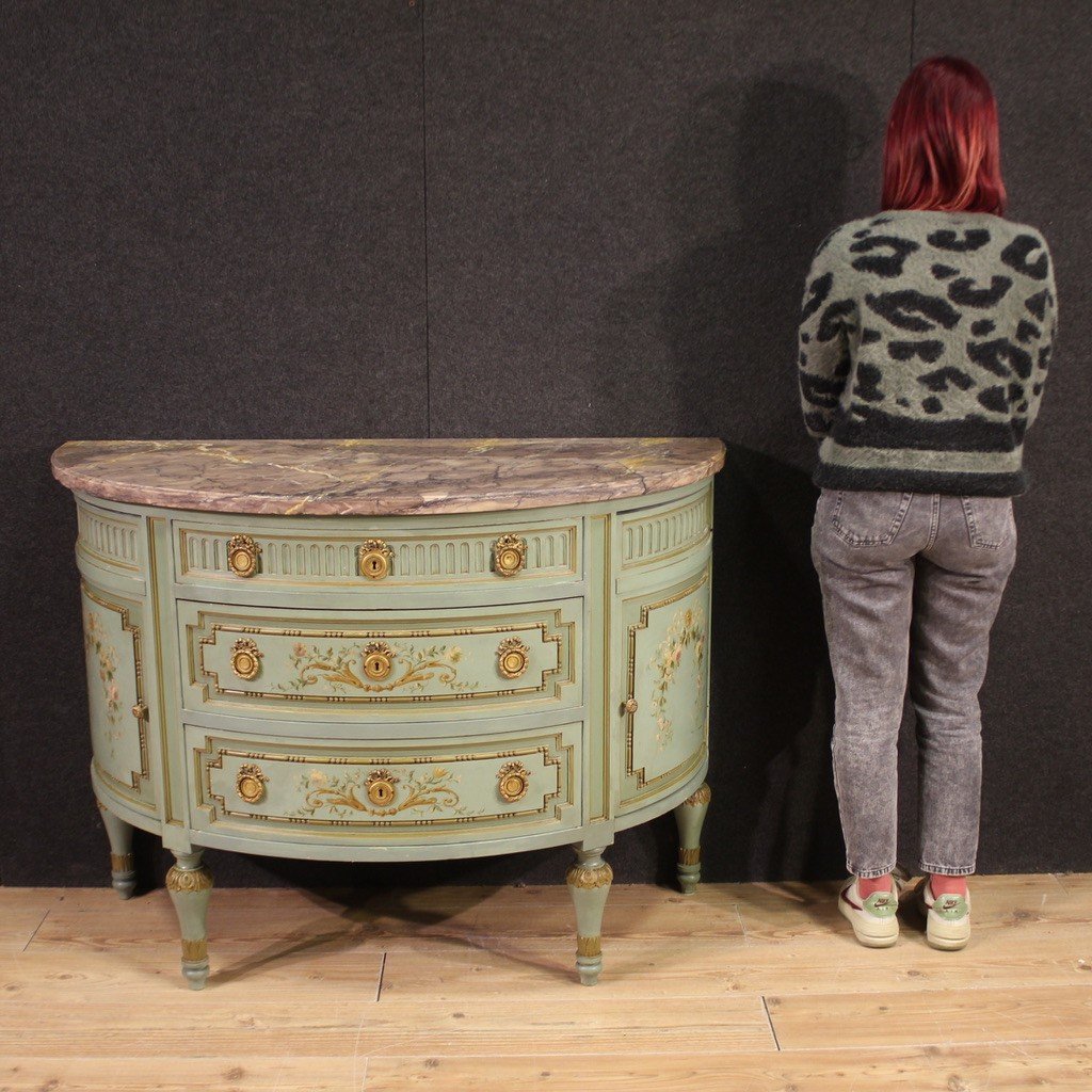 20th Century Italian Louis XVI Style Half Moon Commode-photo-3