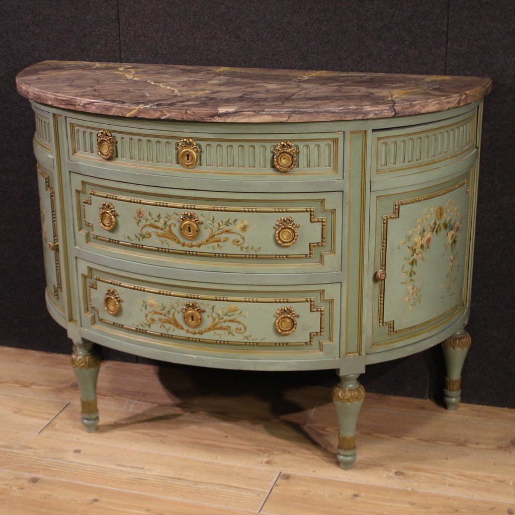 20th Century Italian Louis XVI Style Half Moon Commode-photo-4