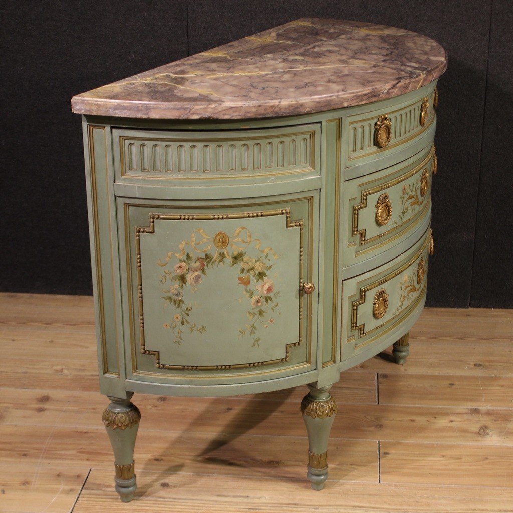 20th Century Italian Louis XVI Style Half Moon Commode-photo-2