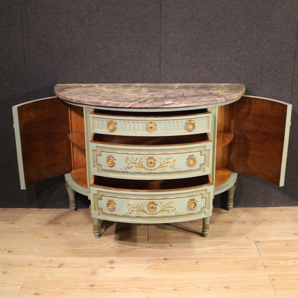 20th Century Italian Louis XVI Style Half Moon Commode-photo-4