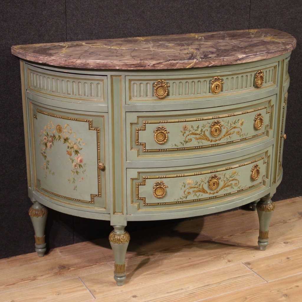 20th Century Italian Louis XVI Style Half Moon Commode