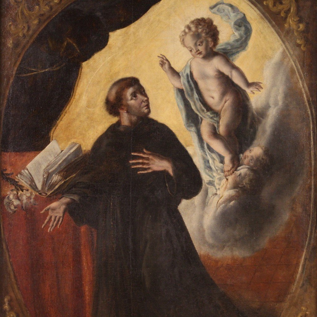 Religious Painting From 18th Century, Saint Anthony Of Padua-photo-3