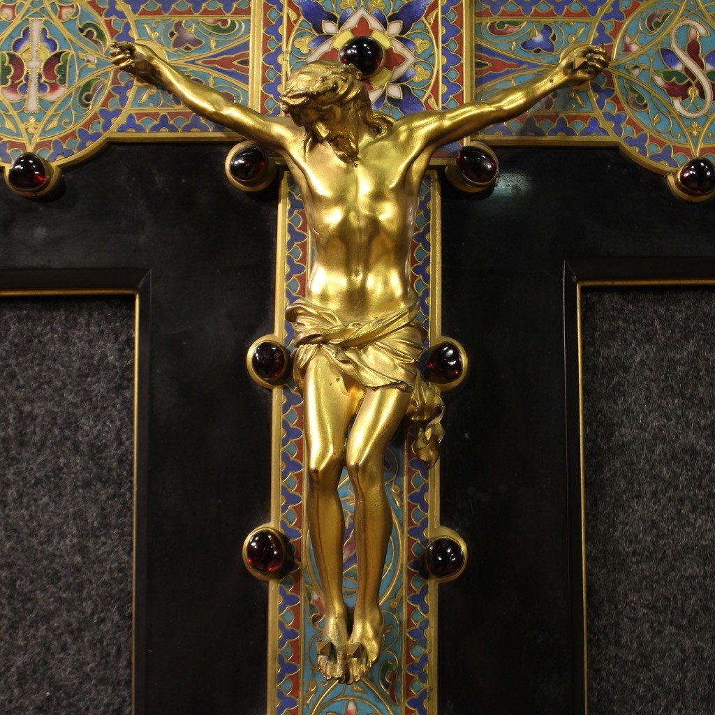 19th Century Gilded Bronze Crucifix Signed Barbedienne-photo-3