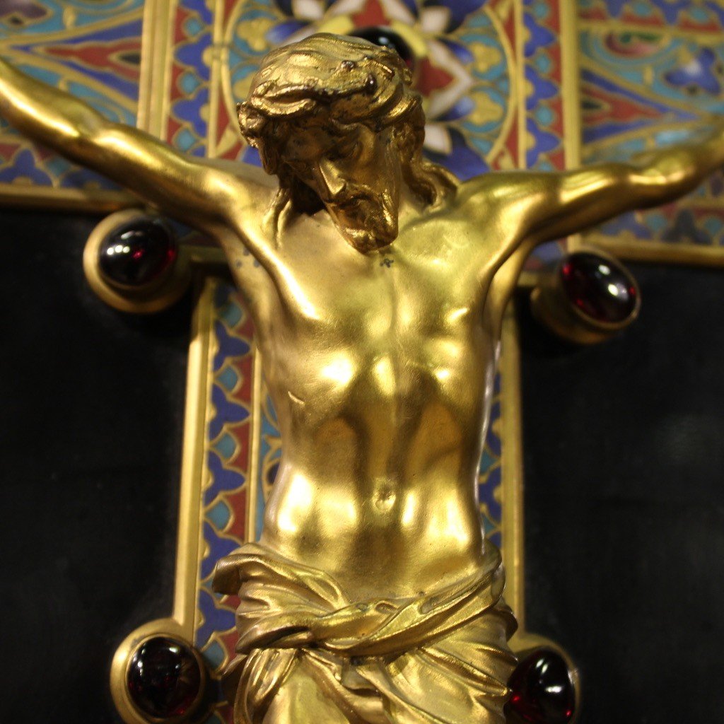 19th Century Gilded Bronze Crucifix Signed Barbedienne-photo-1