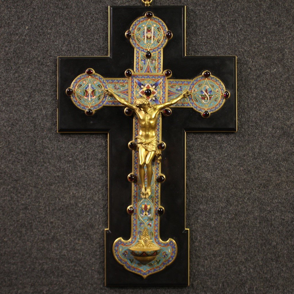 19th Century Gilded Bronze Crucifix Signed Barbedienne