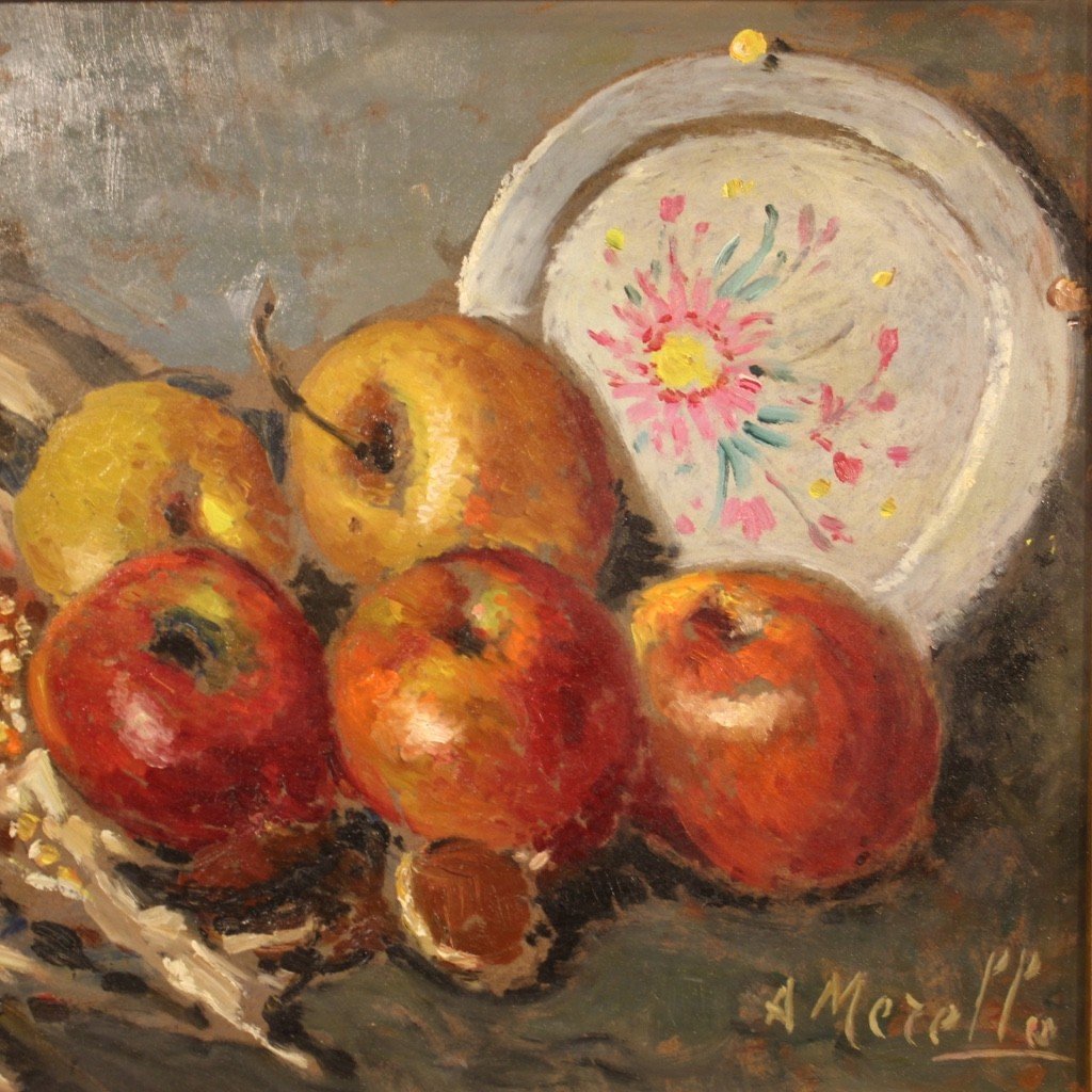 Italian Painting Still Life Signed A. Merello From 20th Century-photo-4