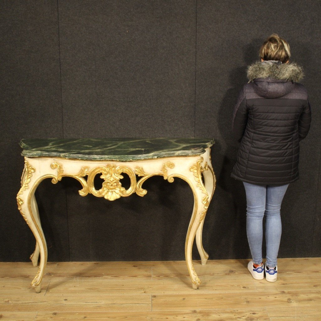 Console En Bois Laqué Et Doré Du 20ème Siècle-photo-8