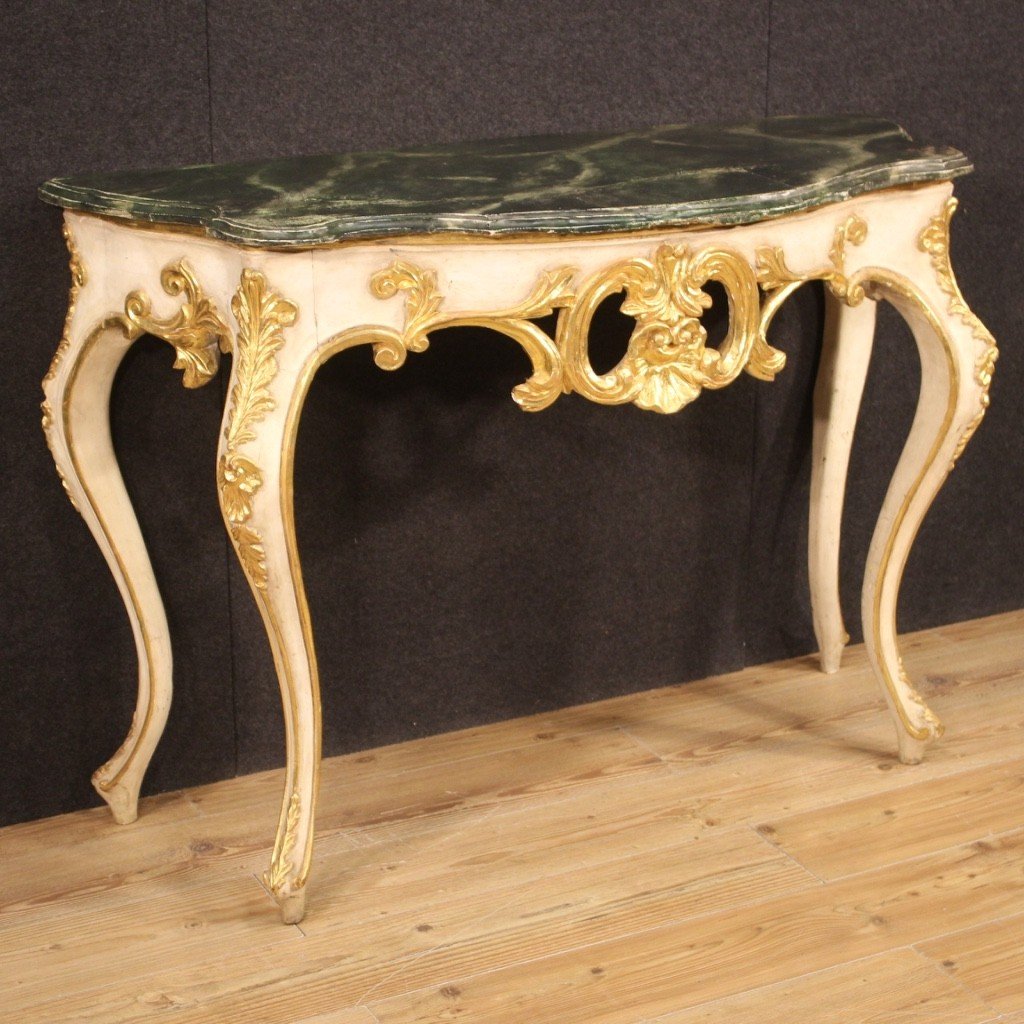 Console In Lacquered And Gilded Wood From 20th Century