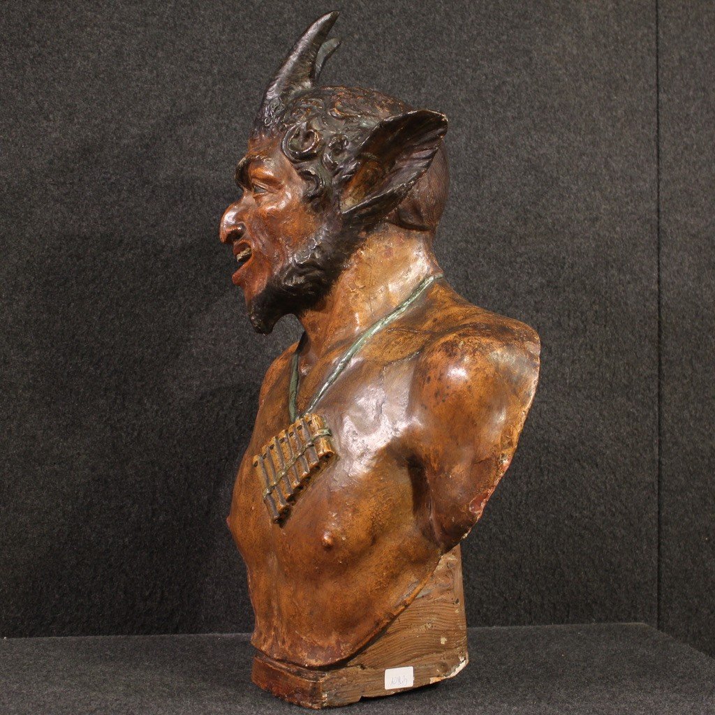 French Terracotta Sculpture From The 19th Century, The God Pan-photo-3