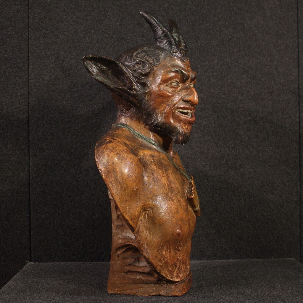 French Terracotta Sculpture From The 19th Century, The God Pan-photo-2