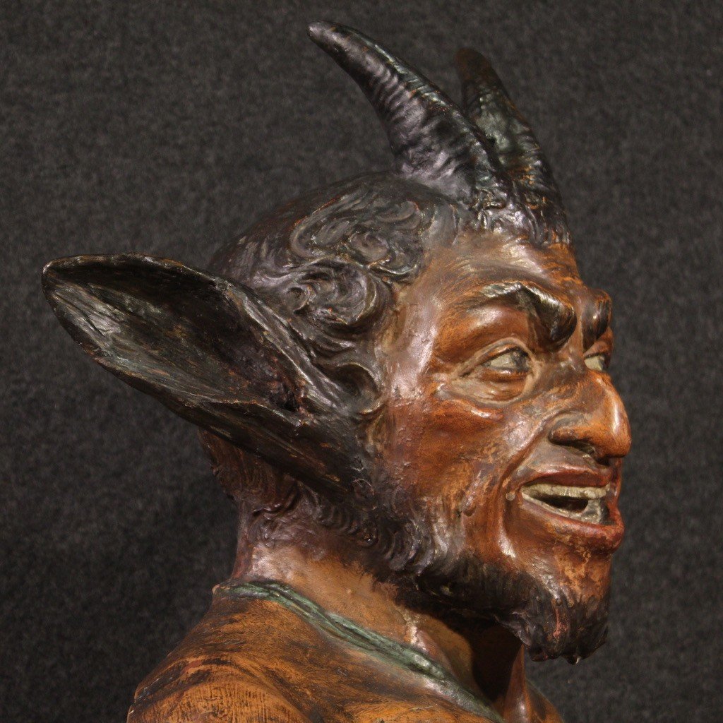 French Terracotta Sculpture From The 19th Century, The God Pan-photo-3