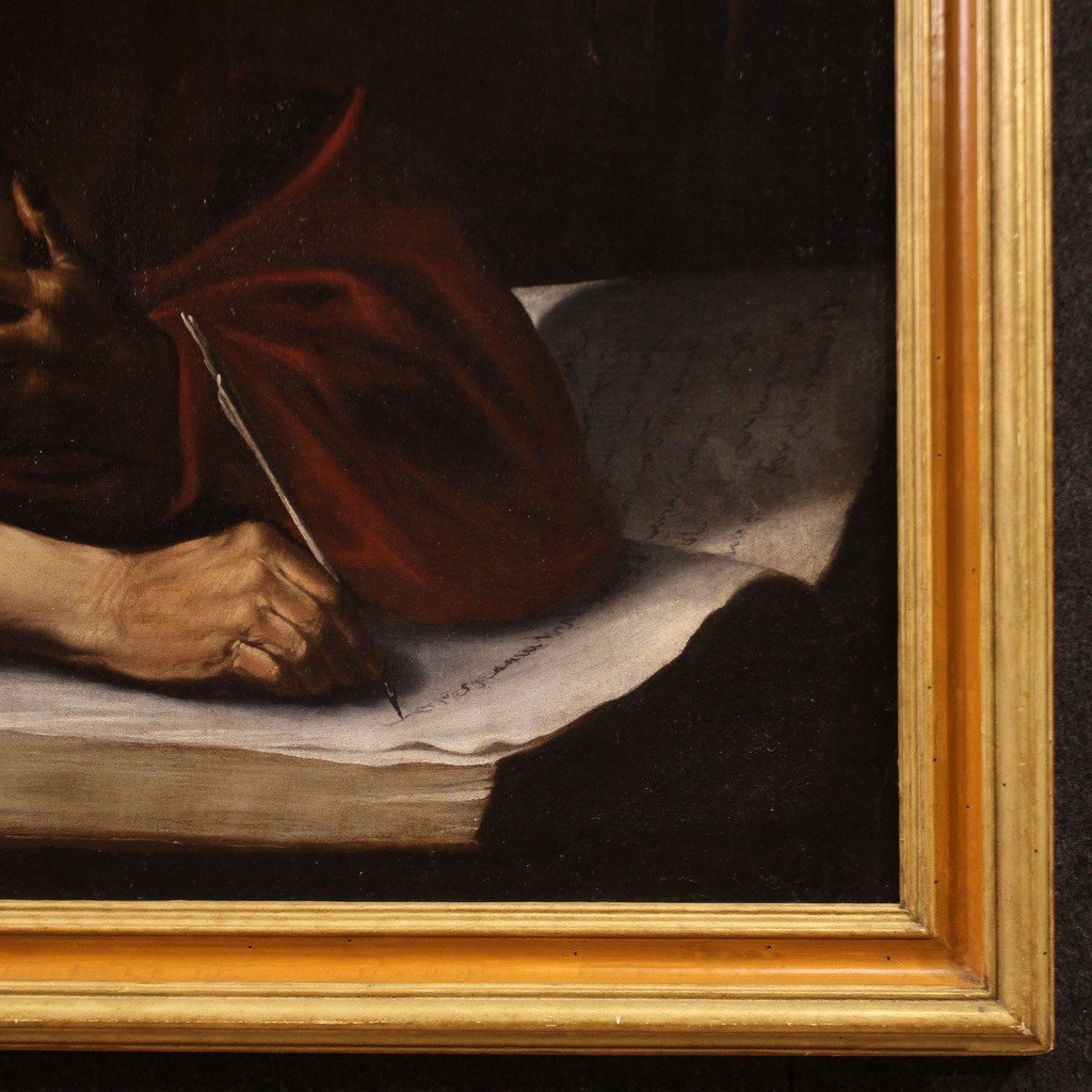 Great 17th Century Caravaggesque Painting, Saint Jerome In His Study-photo-6