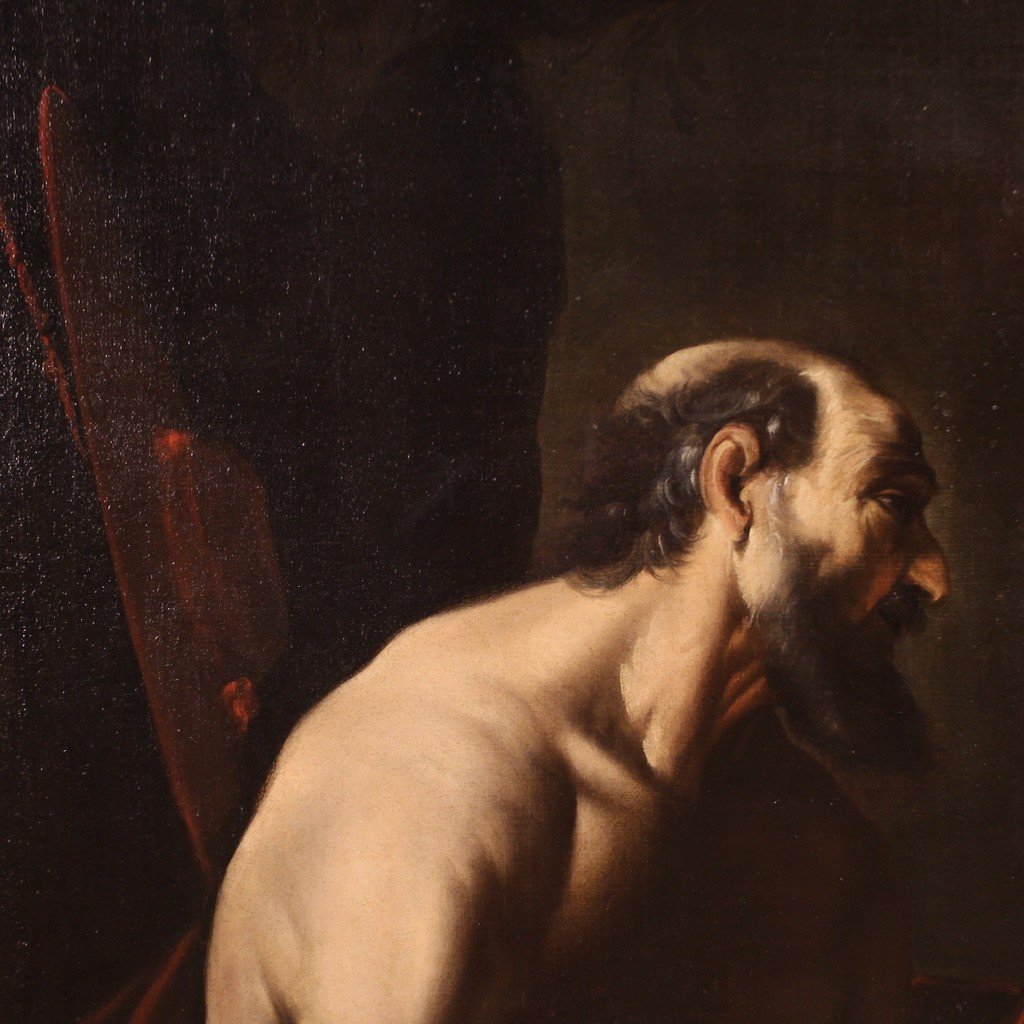 Great 17th Century Caravaggesque Painting, Saint Jerome In His Study-photo-8