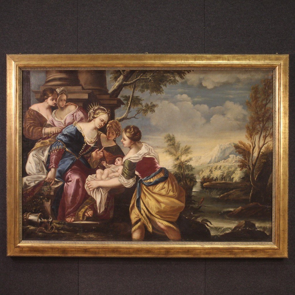 Tableau Religieux Du 18ème Siècle, Moïse Sauvé Des Eaux