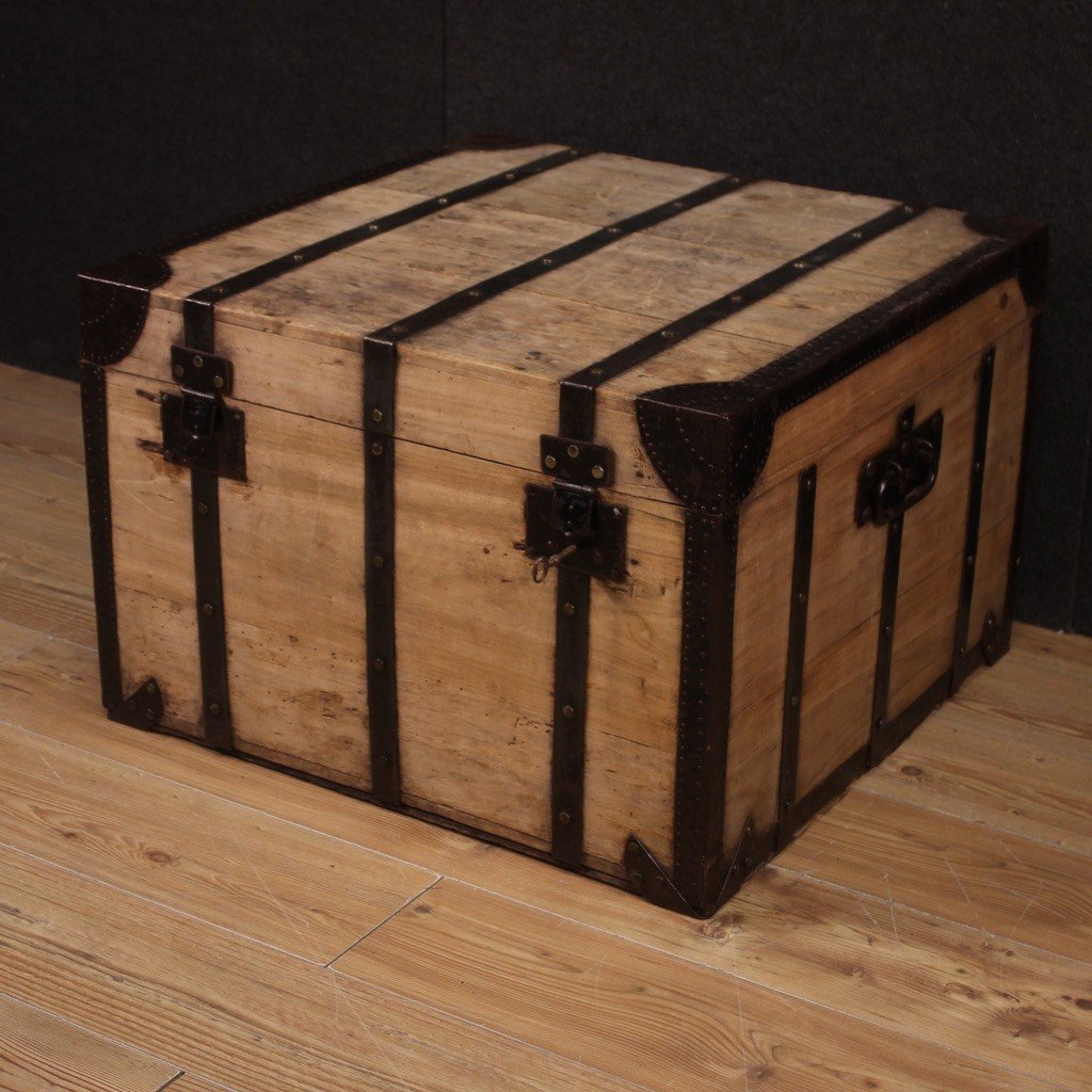 Large Wooden Trunk From The 20th Century