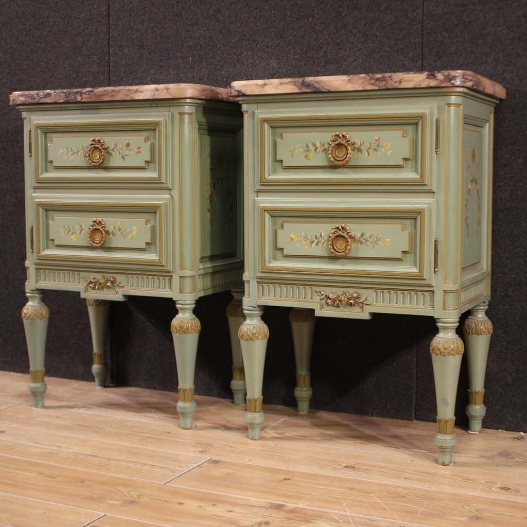 Elegant Pair Of 20th Century Lacquered Bedside Tables-photo-8