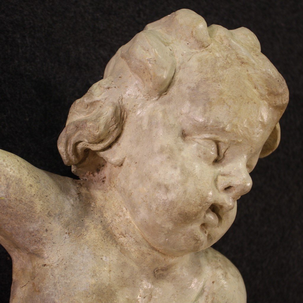 Antique Italian Wooden Sculpture Of A Cherub From The 18th Century-photo-2