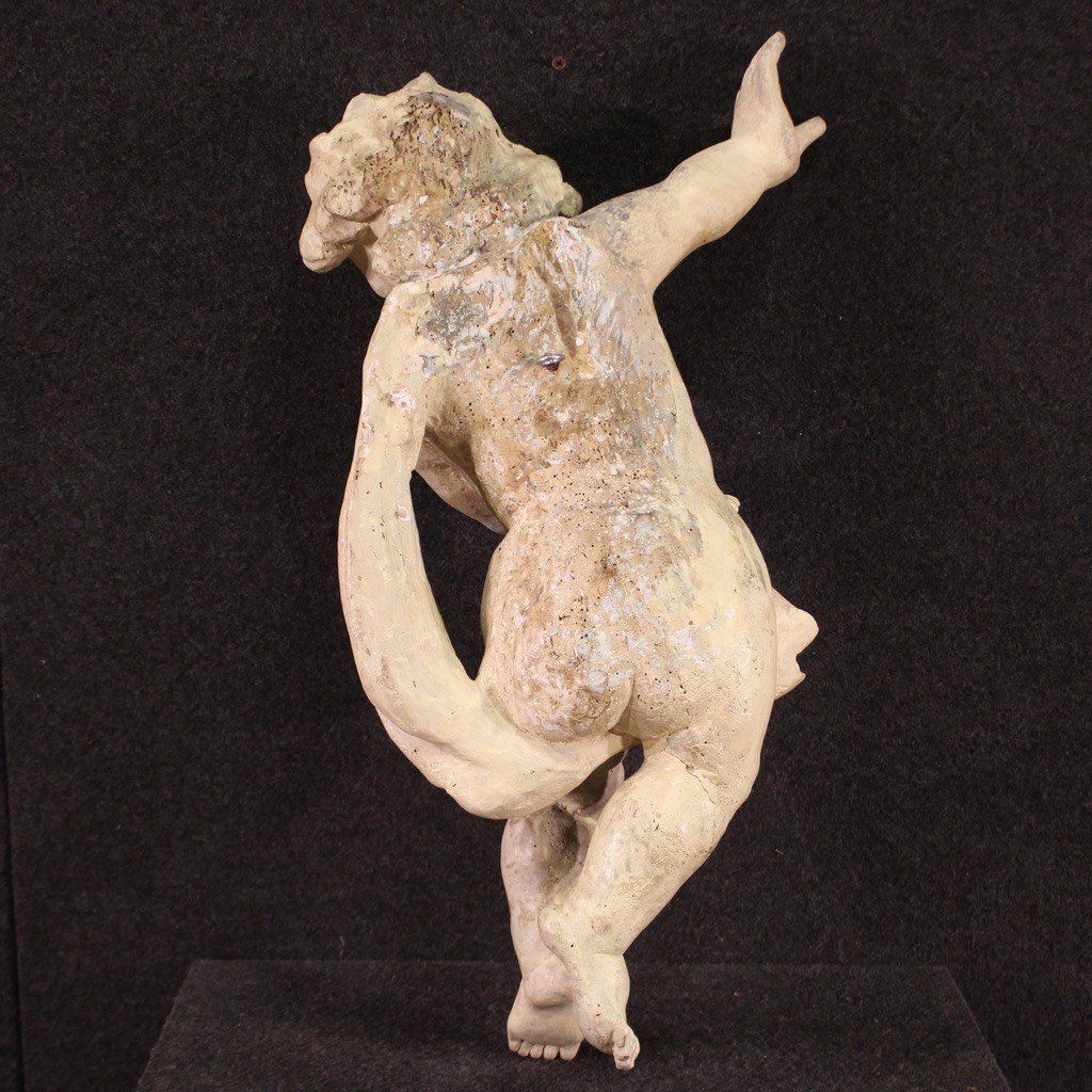 Antique Italian Wooden Sculpture Of A Cherub From The 18th Century-photo-3